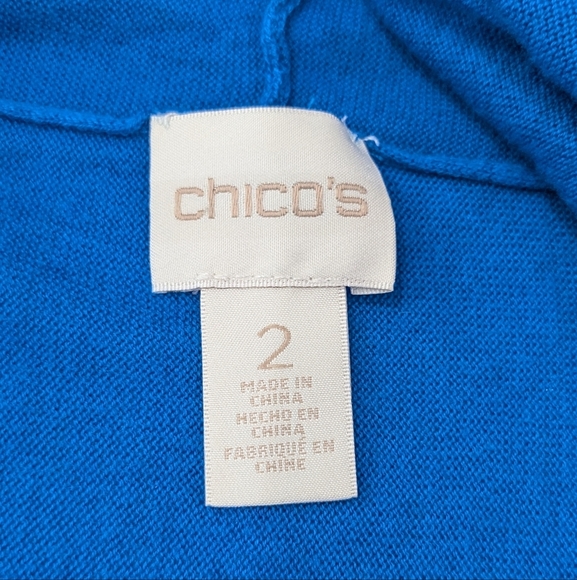 Chico's Azure Blue Soft Lightweight Cardigan Sweater Open Front Short Sleeve L - Picture 5 of 6